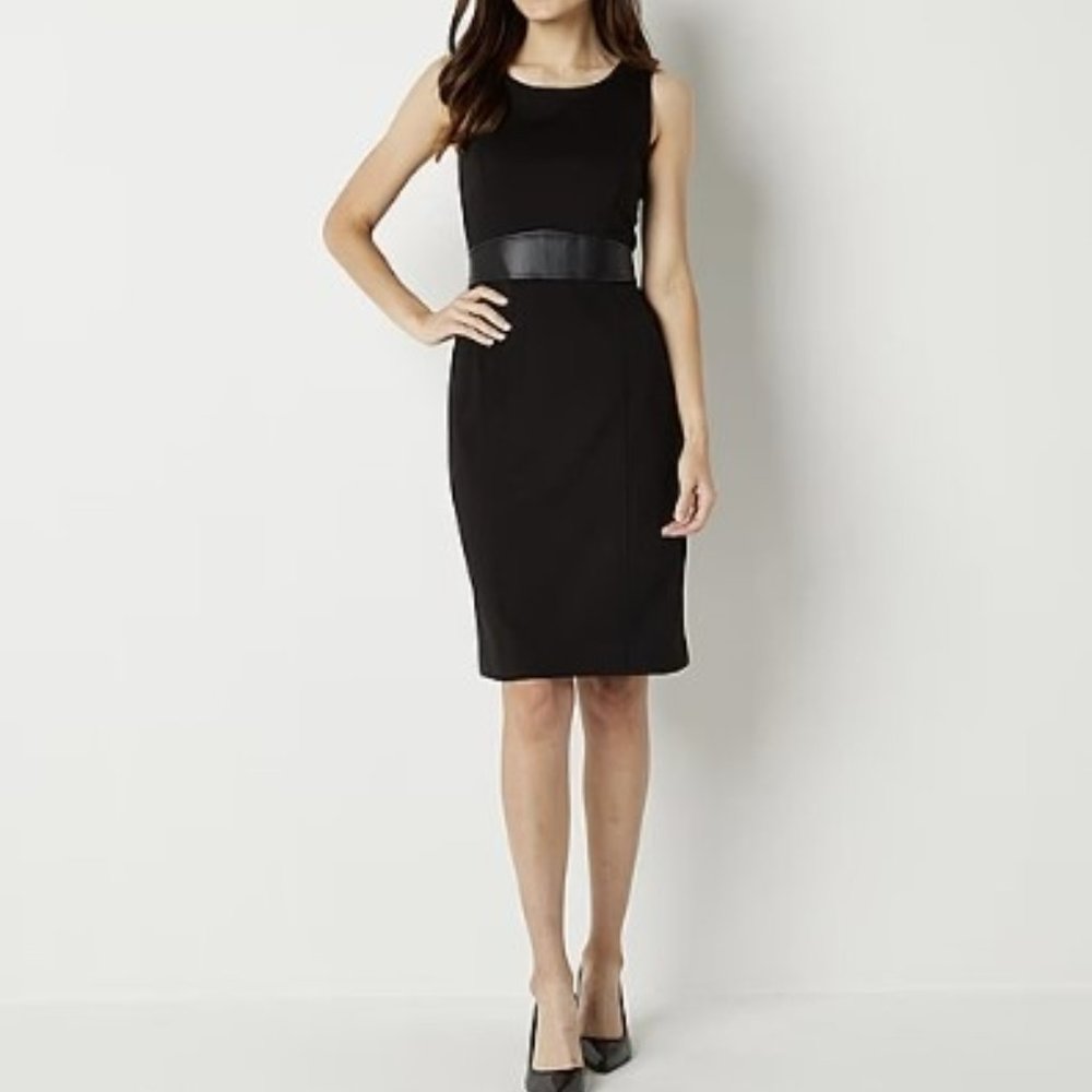 NWT Kasper Sheath Dress 6 Faux Leather Waist